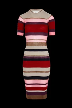 Clearance Wool And Lurex Striped Dress Women Long Dresses