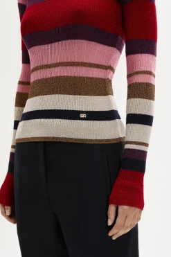 Sale Wool And Lurex Striped Jumper Women Sweaters